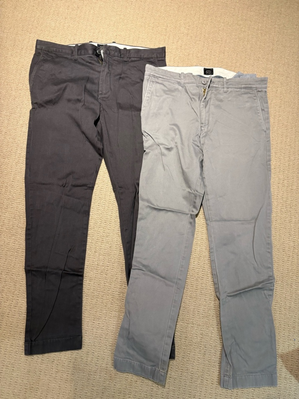J. Crew Men's Chinos in Charcoal and Light Gray